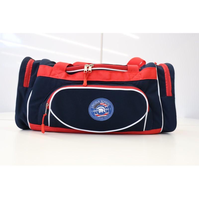 Red duffle bag