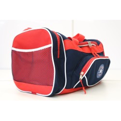 Red duffle bag